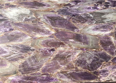 China Losa púrpura natural de la piedra de la amatista del Lit trasero para el panel de pared del hotel proveedor
