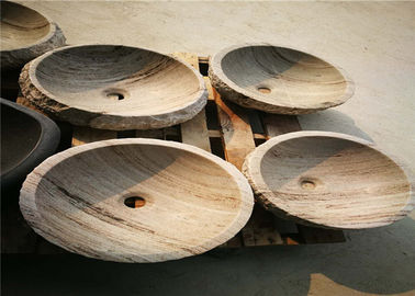 China Material de piedra natural redondo del mármol del fregadero del cuenco con las venas de madera blancas proveedor