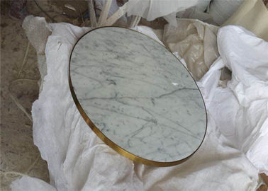 China Sobremesa clásica del mármol de Carrara, top de mesa de centro redondo con el borde de oro proveedor