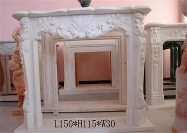 China Anillo modificado para requisitos particulares de la chimenea del mármol del tamaño con diseño floral tallado proveedor
