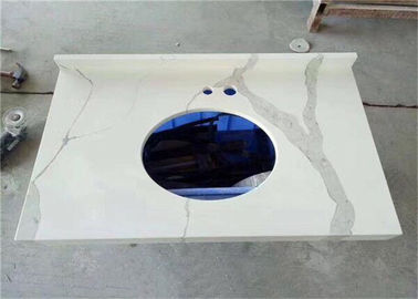 China Tops prefabricados de la vanidad del cuarto de baño de la piedra del cuarzo de Calacatta para la construcción proveedor